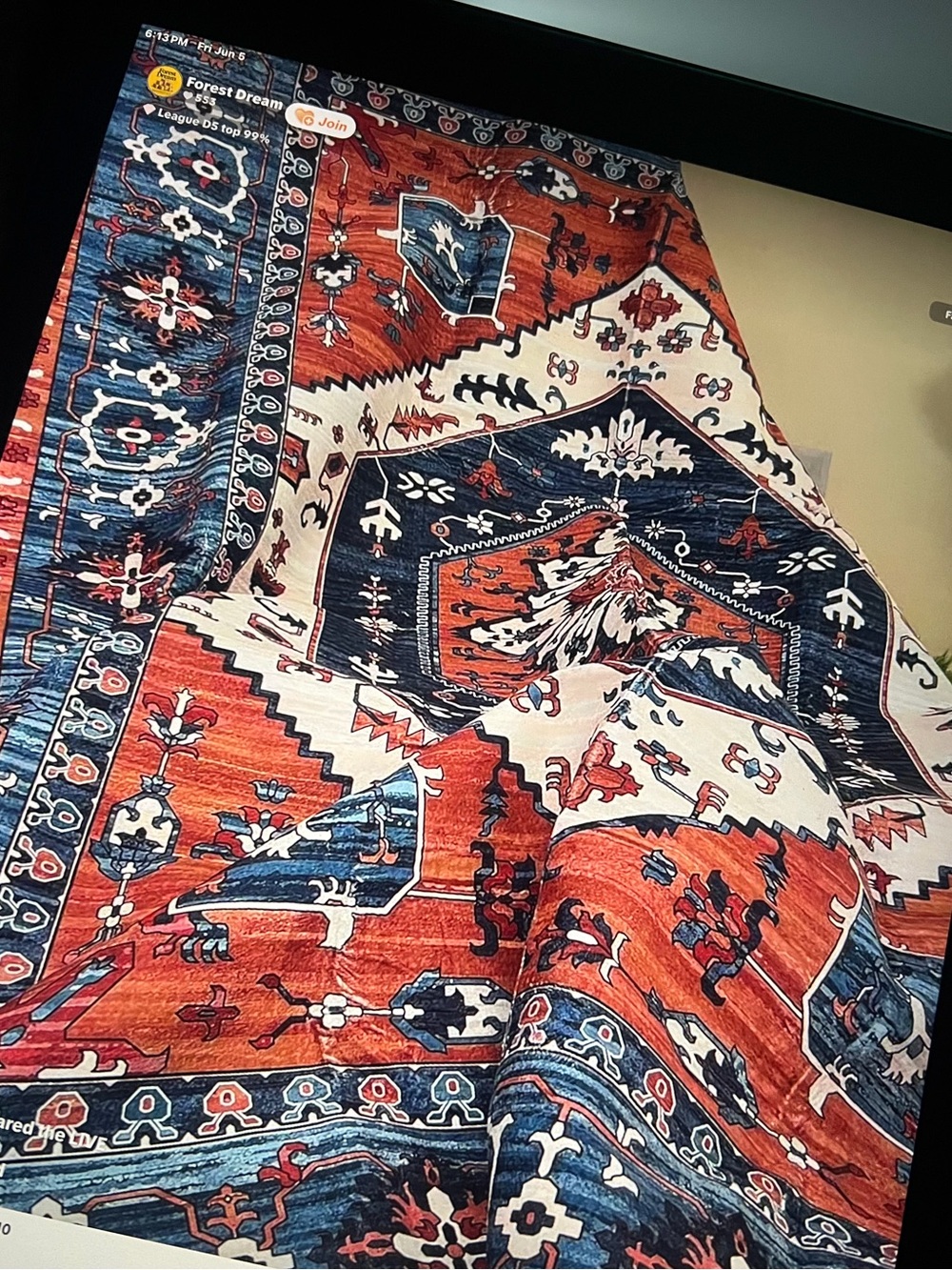 Multicolor Patterned Rug  - Red, Blue & Cream